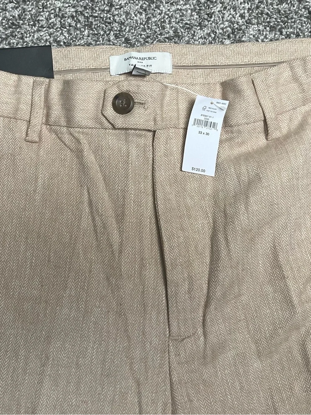 Banana Republic Men’s Linen Blend Pants NWT Beige Tan Straight Leg $120 Retail